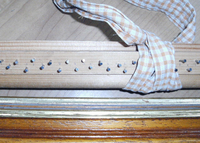 Panel pins inserted fairly randomly at 0.5cm intervals