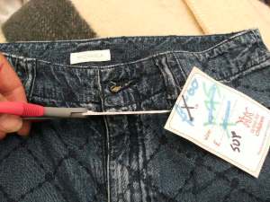 Cut across the front just below the waistband